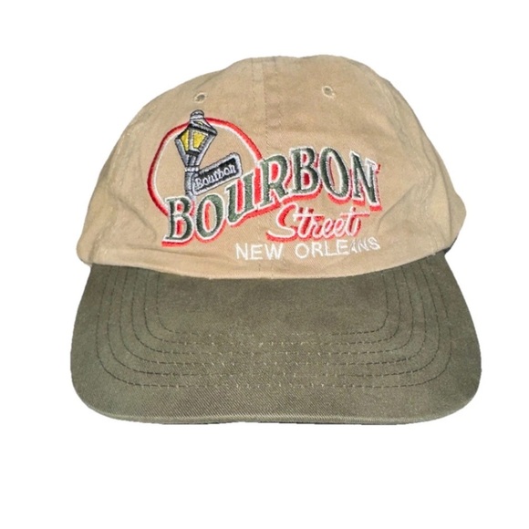 New Orleans Bourbon Street Hat Cap, Vintage, Nola Style, Tan And Olive,‎ 90s - Picture 13 of 13
